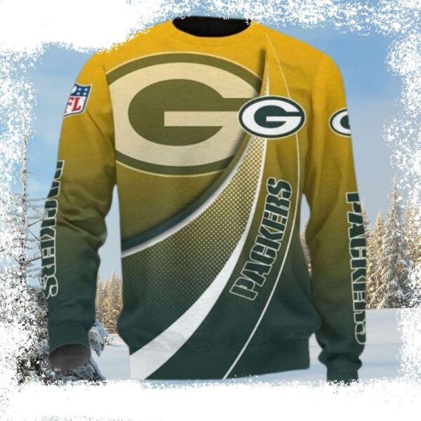 Big Logo Curve Texture Elevates Green Bay Packers Ugly Christmas Sweater - available at - rugbyfanstore.com