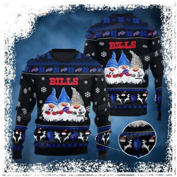 Buffalo Bills Gnomes NFL Football Lovers Gift 3D Printed Ugly Xmas Sweater - available at - rugbyfanstore.com