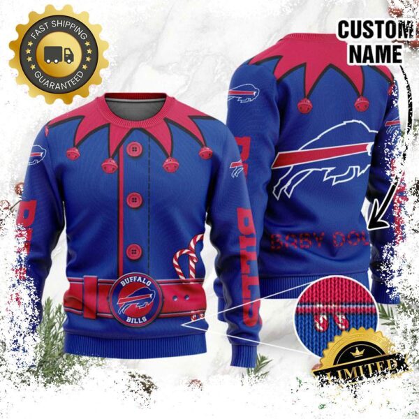 Buffalo Bills Ugly Sweater Custom Name NFL Football Gift For Holiday - available at - rugbyfanstore.com