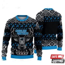 Carolina Panthers Big Christmas Reindeer Ugly Christmas Sweaters - available at - rugbyfanstore.com