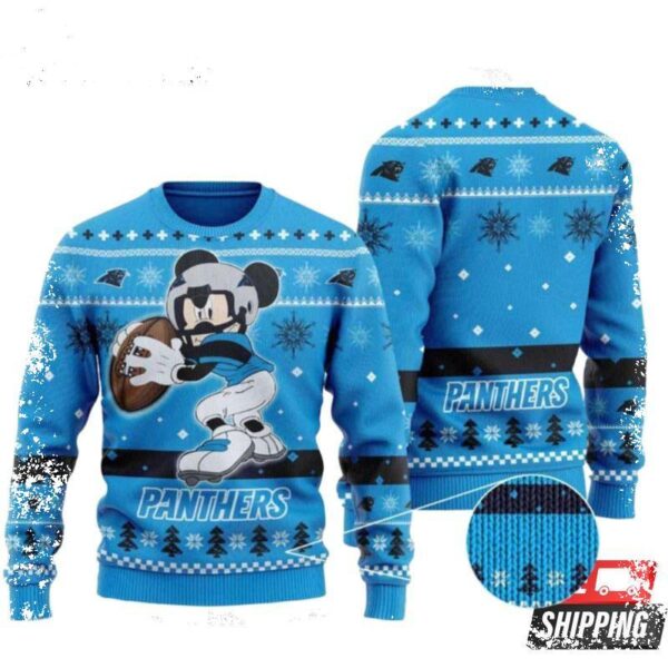 Carolina Panthers Mickey Mouse Players Ugly Christmas Sweaters - available at - rugbyfanstore.com