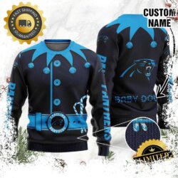 Carolina Panthers Ugly Sweater Custom Name NFL Football Gift For Holiday - available at - rugbyfanstore.com