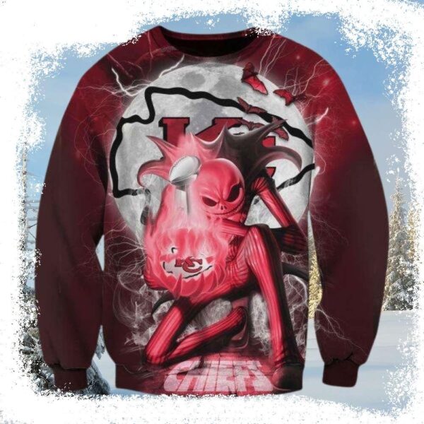 Celebrate Christmas With Kc Chiefs Jack Skellington Sweater - available at - rugbyfanstore.com