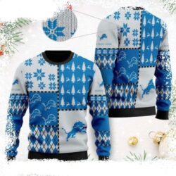 Celebrate The Season With Lions Ugly Sweater – Reindeer And Tree Symbol - available at - rugbyfanstore.com