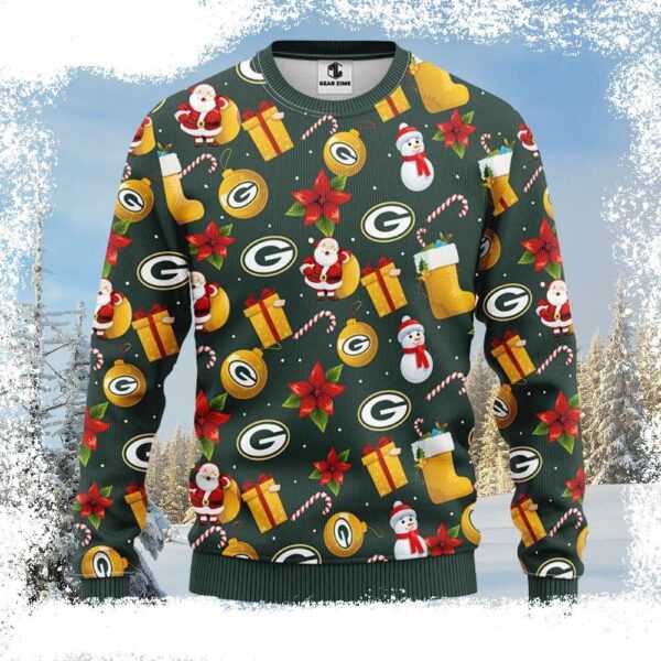 Cheerful Holiday Vibes Snowman Candy Canes – Green Bay Packers Ugly Sweater - available at - rugbyfanstore.com