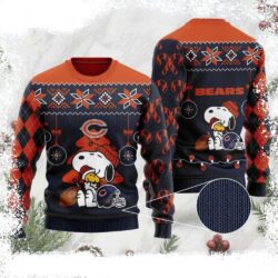 Chicago Bears Christmas Gifts – Charlie Brown And Snoopy Bears Sweater - available at - rugbyfanstore.com