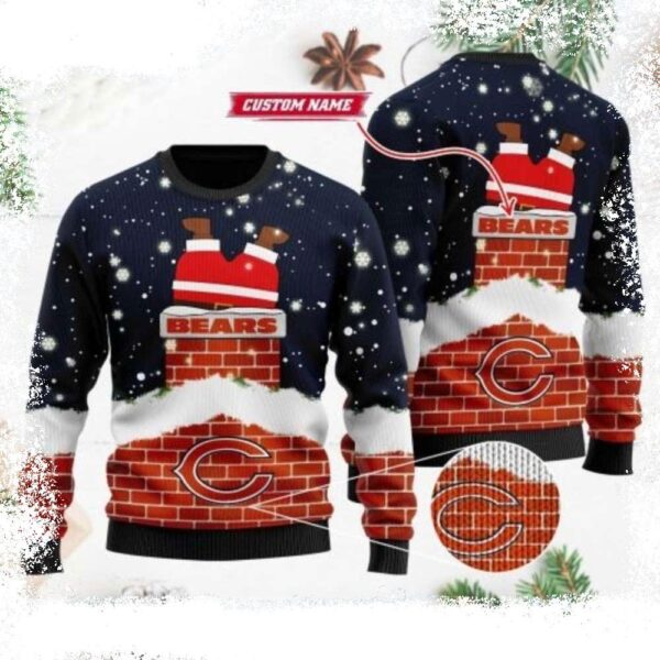 Chicago Bears Santa Claus Ugly Christmas Sweater – Personalized Logo Print - available at - rugbyfanstore.com