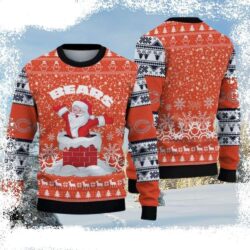 Chicago Bears Ugly Christmas Sweater – Logo Print With Santa Claus Graphic - available at - rugbyfanstore.com