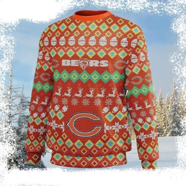 Chicago Bears Ugly Sweater – Embrace The Festive Season In Team Style - available at - rugbyfanstore.com