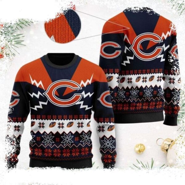 Chicago Bears Ugly Sweater For Him – Logo Print Design - available at - rugbyfanstore.com