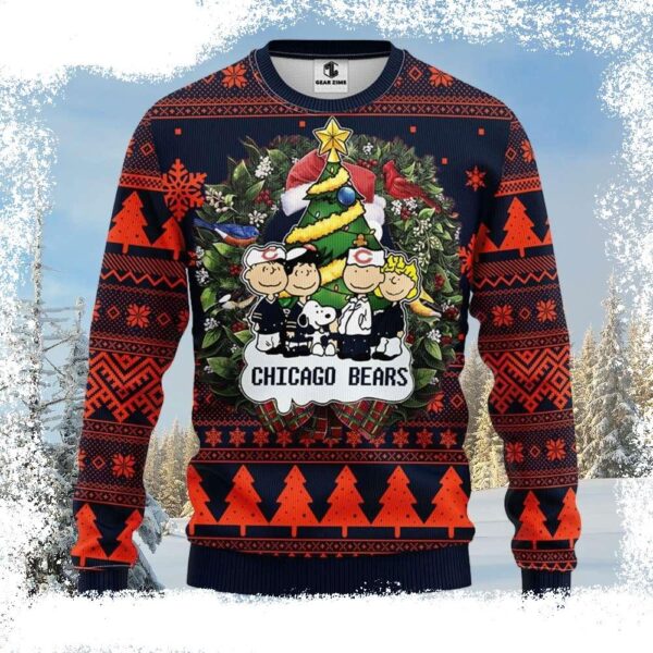 Chicago Bears Ugly Sweater – Logo Print With Snoopy Dog - available at - rugbyfanstore.com