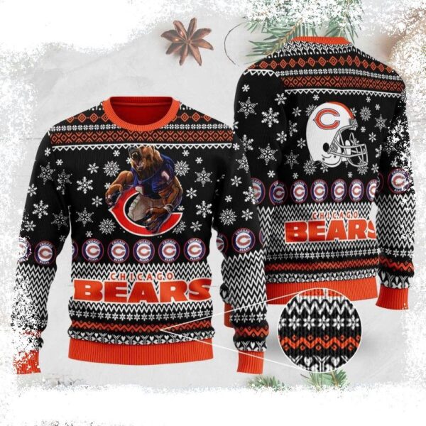 Chicago Bears Winter Wonderland – Ugly Sweater Featuring Team Mascot Design - available at - rugbyfanstore.com