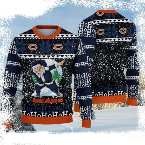 Chicago Bears Xmas Sweater – Spread Holiday Cheer With Dabbing Santa - available at - rugbyfanstore.com