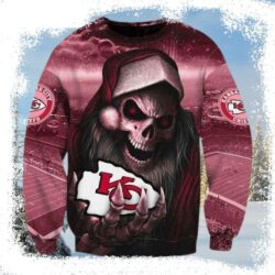 Chiefs Kingdom Holiday Apparel – God Of Death Santa Ugly Christmas Sweater - available at - rugbyfanstore.com