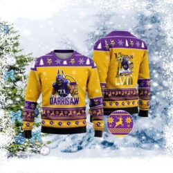 Christian Darrisaw Super Bowl LVII Champions 2023 Vikings Ugly Sweater - available at - rugbyfanstore.com