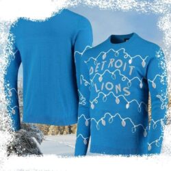 Christmas Light Motifs On Detroit Lions Ugly Sweater - available at - rugbyfanstore.com