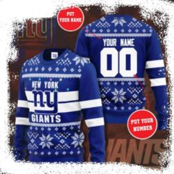 Christmas Light Pattern New York Giants Christmas Sweater – Shine Bright - available at - rugbyfanstore.com