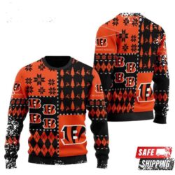 Cincinnati Bengals Black And Orange Color Ugly Christmas Sweaters - available at - rugbyfanstore.com