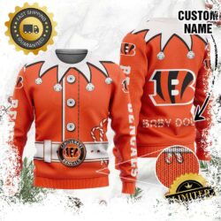 Cincinnati Bengals Ugly Sweater Custom Name NFL Football Gift For Holiday - available at - rugbyfanstore.com