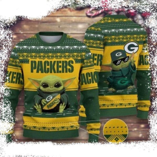 Cool Baby Yoda NFL Green Bay Packers Ugly Sweater - available at - rugbyfanstore.com