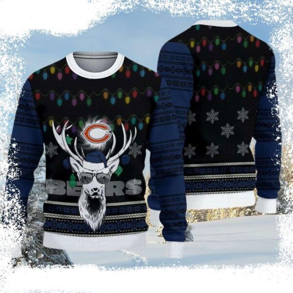 Cozy Up With Chicago Bears Ugly Sweater – Deer Funny Design - available at - rugbyfanstore.com