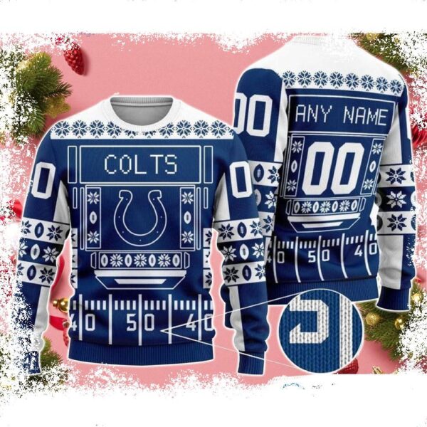 Custom Name And Number Colts Nfl Ugly Christmas Sweaters - available at - rugbyfanstore.com