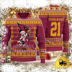 Custom NFL Arizona Cardinals Mickey Mouse Santa Ugly Christmas Sweater - available at - rugbyfanstore.com