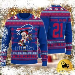 Custom NFL Buffalo Bills Mickey Mouse Santa Ugly Christmas Sweater - available at - rugbyfanstore.com