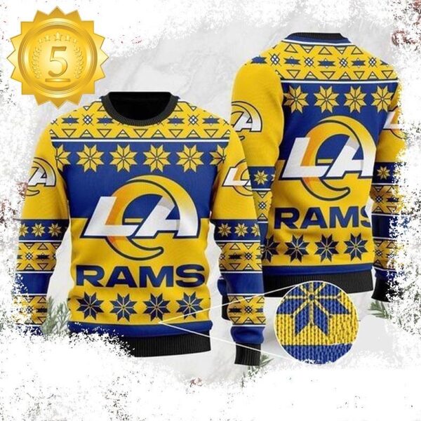 Custom Nfl Football Team Christmas Gift Rams Fans Ugly Christmas Sweaters - available at - rugbyfanstore.com