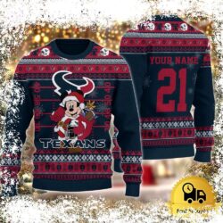 Custom NFL Houston Texans Mickey Mouse Santa Ugly Christmas Sweater - available at - rugbyfanstore.com