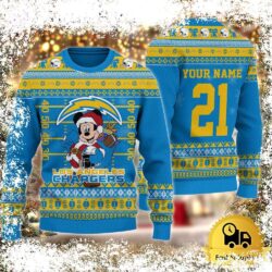 Custom NFL Los Angeles Chargers Mickey Mouse Santa Ugly Christmas Sweater - available at - rugbyfanstore.com