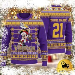 Custom NFL Minnesota Vikings Mickey Mouse Santa Ugly Christmas Sweater - available at - rugbyfanstore.com