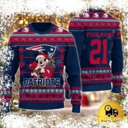 Custom NFL New England Patriots Mickey Mouse Santa Ugly Christmas Sweater - available at - rugbyfanstore.com