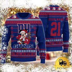 Custom NFL New York Giants Mickey Mouse Santa Ugly Christmas Sweater - available at - rugbyfanstore.com