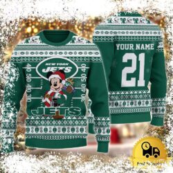 Custom NFL New York Jets Mickey Mouse Santa Ugly Christmas Sweater - available at - rugbyfanstore.com