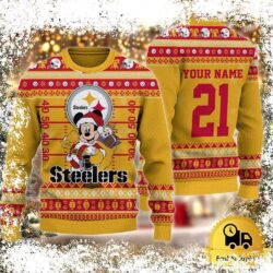 Custom NFL Pittsburgh Steelers Mickey Mouse Santa Ugly Christmas Sweater - available at - rugbyfanstore.com