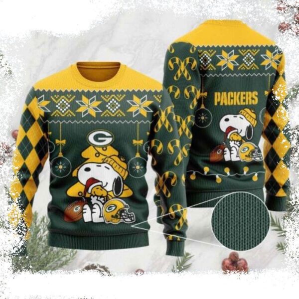 Cute Peanuts Snoopy NFL Packers Ugly Christmas Sweater - available at - rugbyfanstore.com