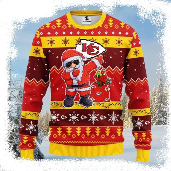 Dabbing Santa Claus Kansas City Chiefs Ugly Christmas Sweater - available at - rugbyfanstore.com