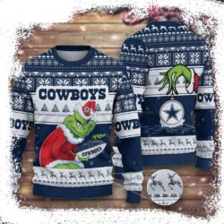 Dallas Cowboys Christmas The Grinch All Over Print Ugly Christmas Sweater - available at - rugbyfanstore.com