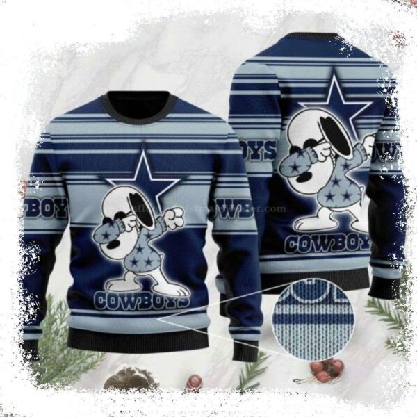 Dallas Cowboys Snoopy Dabbing All Over Print Ugly Christmas Sweater - available at - rugbyfanstore.com