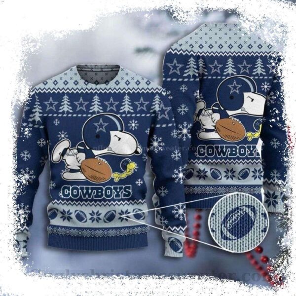 Dallas Cowboys Snoopy NFL Gift For Fans All Over Print Funny Xmas Sweaters - available at - rugbyfanstore.com