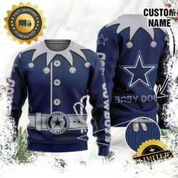 Dallas Cowboys Ugly Sweater Custom Name NFL Football Gift For Holiday - available at - rugbyfanstore.com