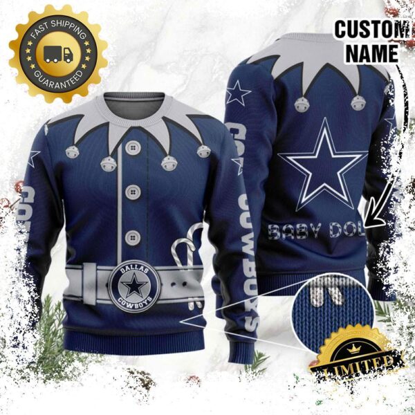 Dallas Cowboys Ugly Sweater Custom Name NFL Football Gift For Holiday - available at - rugbyfanstore.com