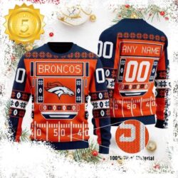 Denver Broncos NFL Knitting Pattern 3D Print Ugly Xmas Sweater - available at - rugbyfanstore.com