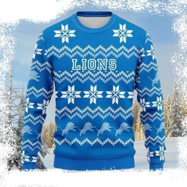 Detroit Lions Christmas Sweater – Cozy Logo Celebration - available at - rugbyfanstore.com