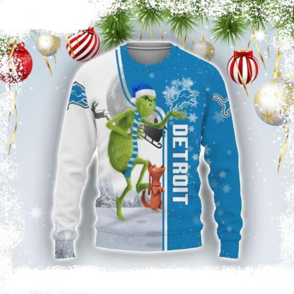 Detroit Lions Christmas Sweater – Hilarious Grinch Design - available at - rugbyfanstore.com