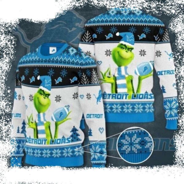 Detroit Lions Christmas Sweater – The Grinch Graphic For Fans - available at - rugbyfanstore.com