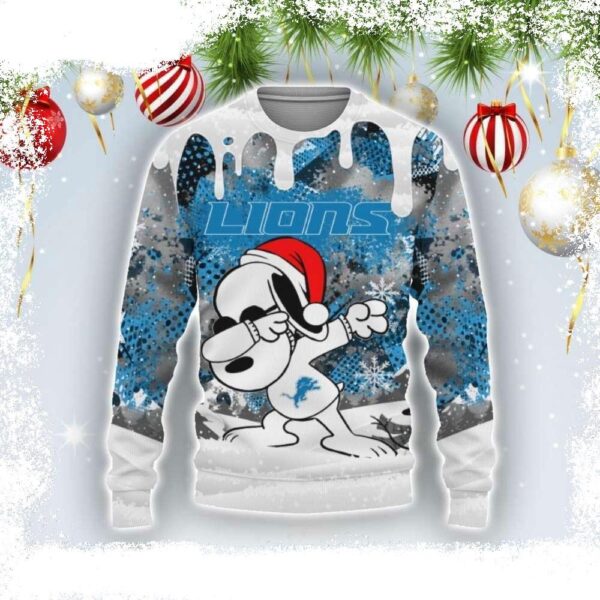 Detroit Lions Snoopy Dabbing Ugly Christmas Sweater For Him - available at - rugbyfanstore.com