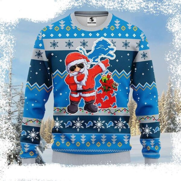 Detroit Lions Ugly Christmas Sweater – Dabbing Santa Claus Edition - available at - rugbyfanstore.com