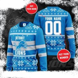 Detroit Lions Ugly Christmas Sweater – Festive Christmas Light Design - available at - rugbyfanstore.com